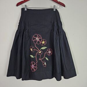 Doki-Geki Women's Skirt Small Black Midi Embroidered Sequins Y2K Fairy Ethereal